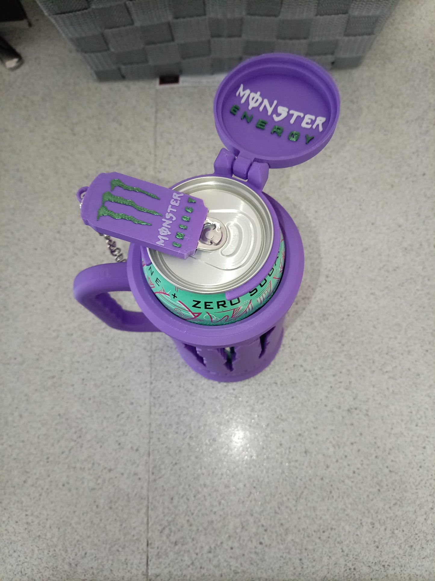 Monster Energy 500ml Can Holder with Lid & Can Opener Charm