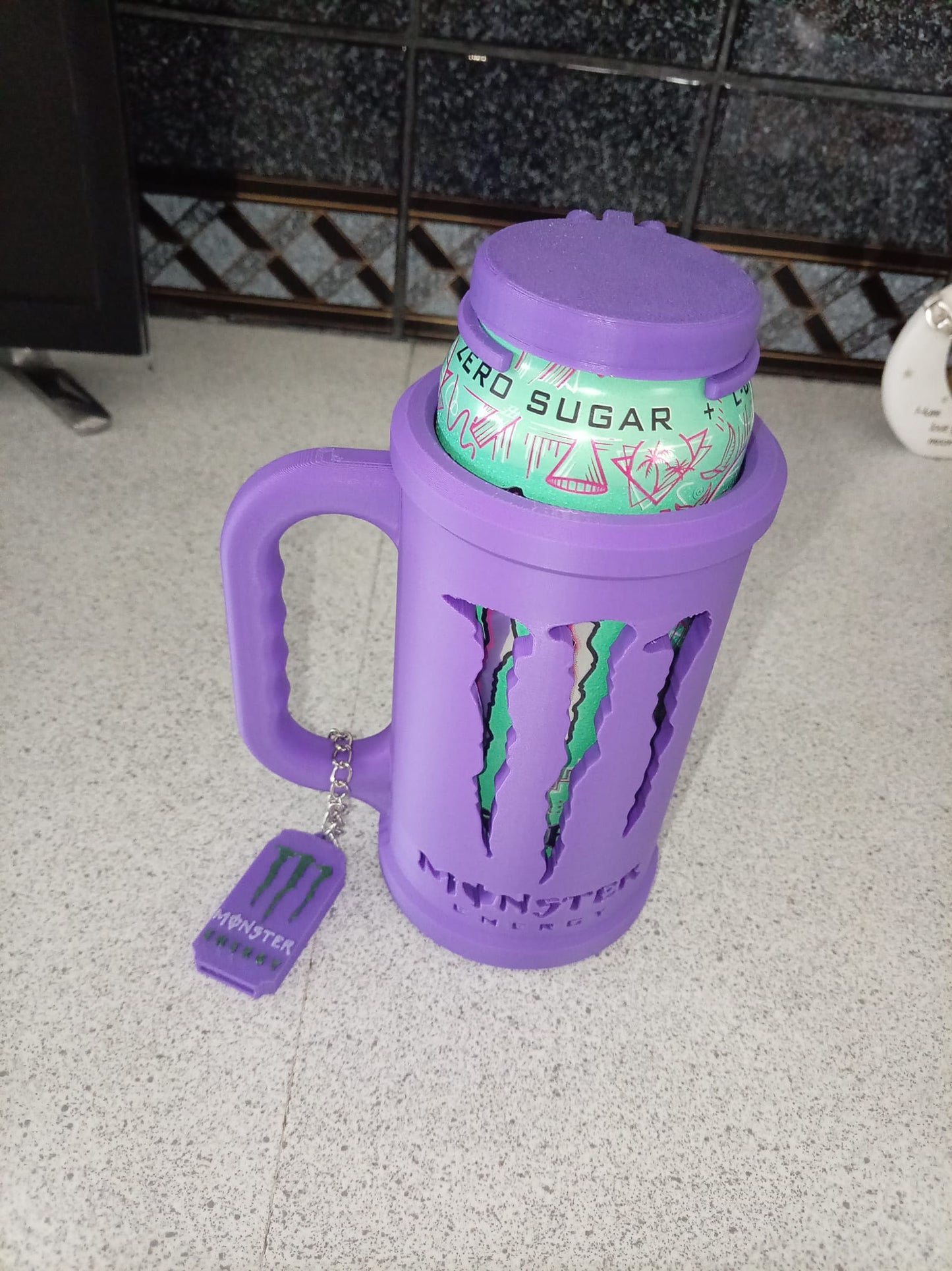 Monster Energy 500ml Can Holder with Lid & Can Opener Charm
