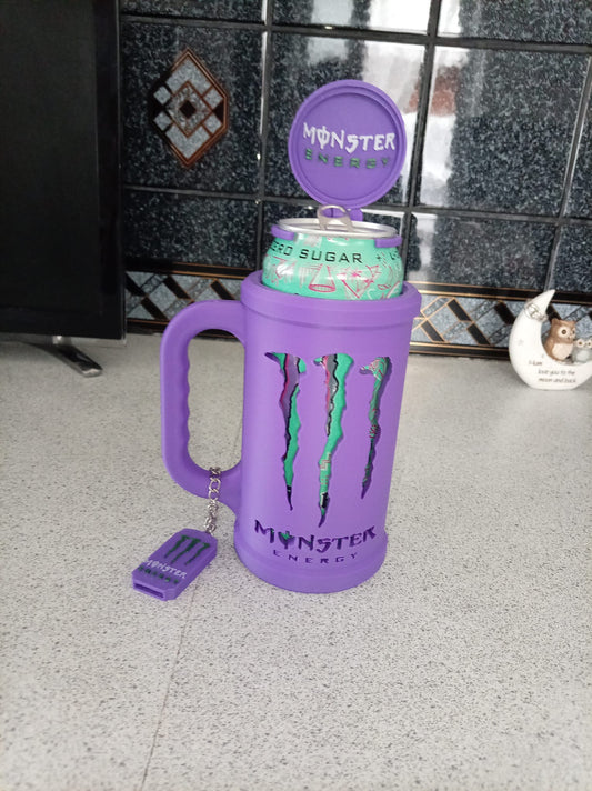 Monster Energy 500ml Can Holder with Lid & Can Opener Charm